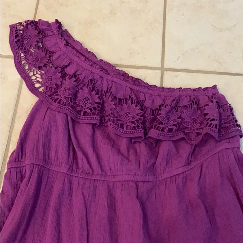Purple Boho chic one shoulder beach dress Summer - Picture 2 of 7